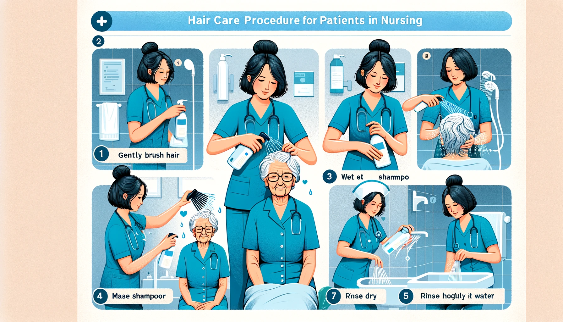 Hair Care Procedure of Patient In Nursing