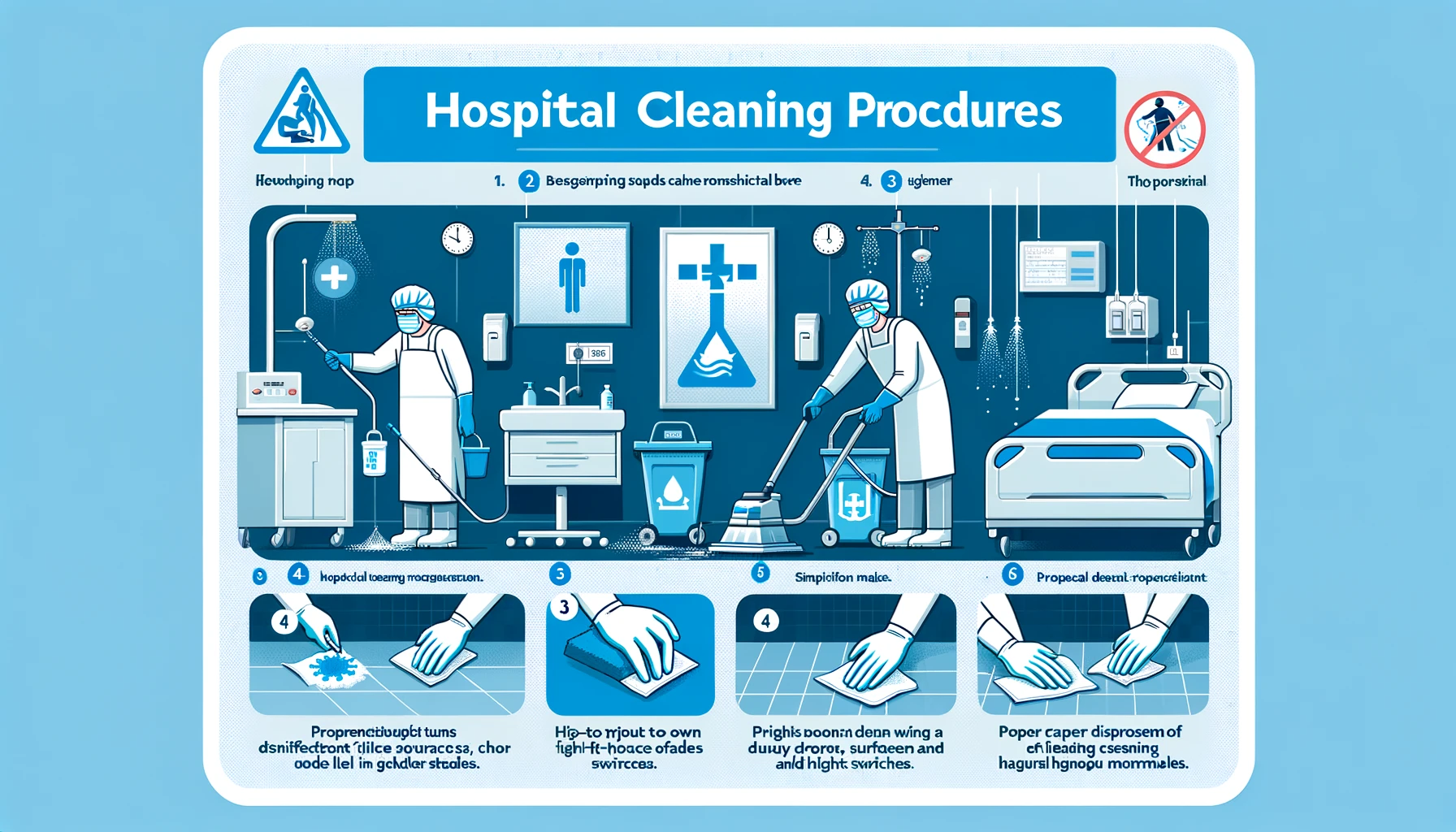 infographics depicting hospital cleaning procedures 