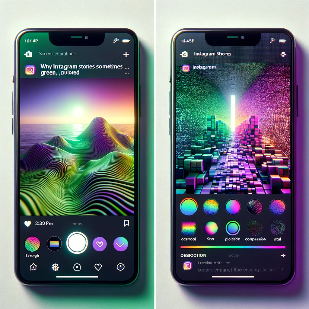 Why do Instagram stories come out green, purple or colored?