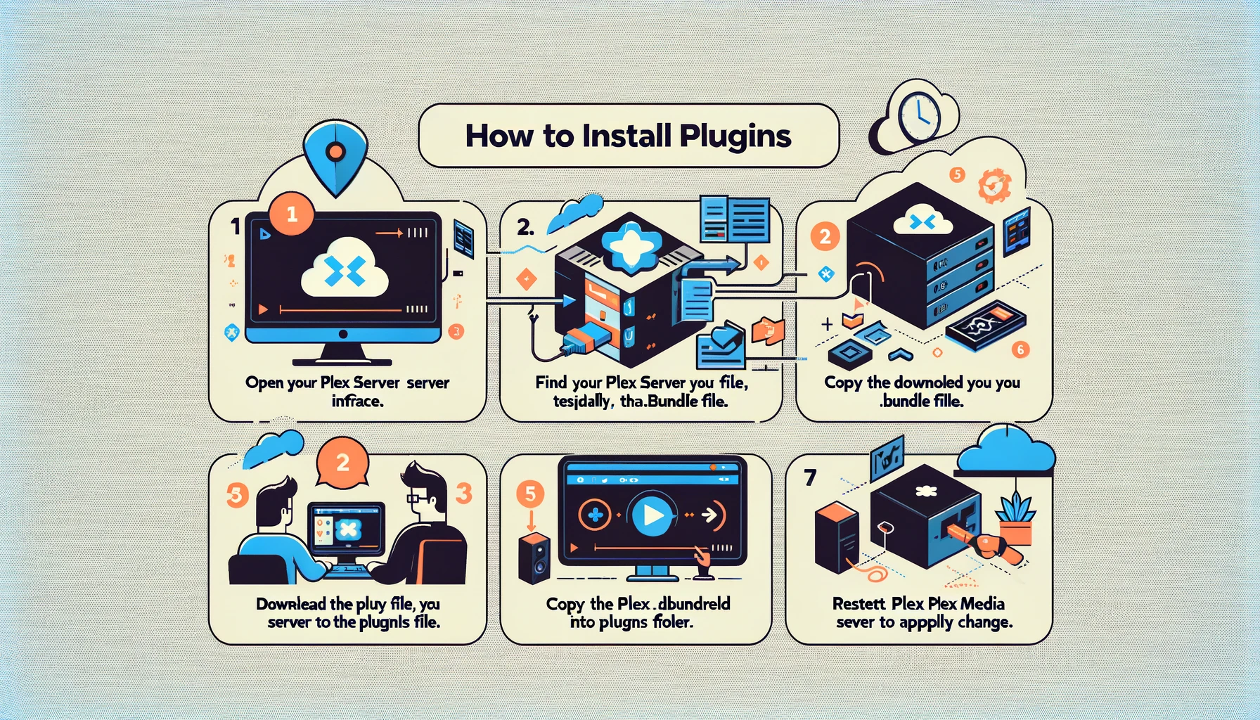 infographics that guide you through the process of installing plugins on Plex