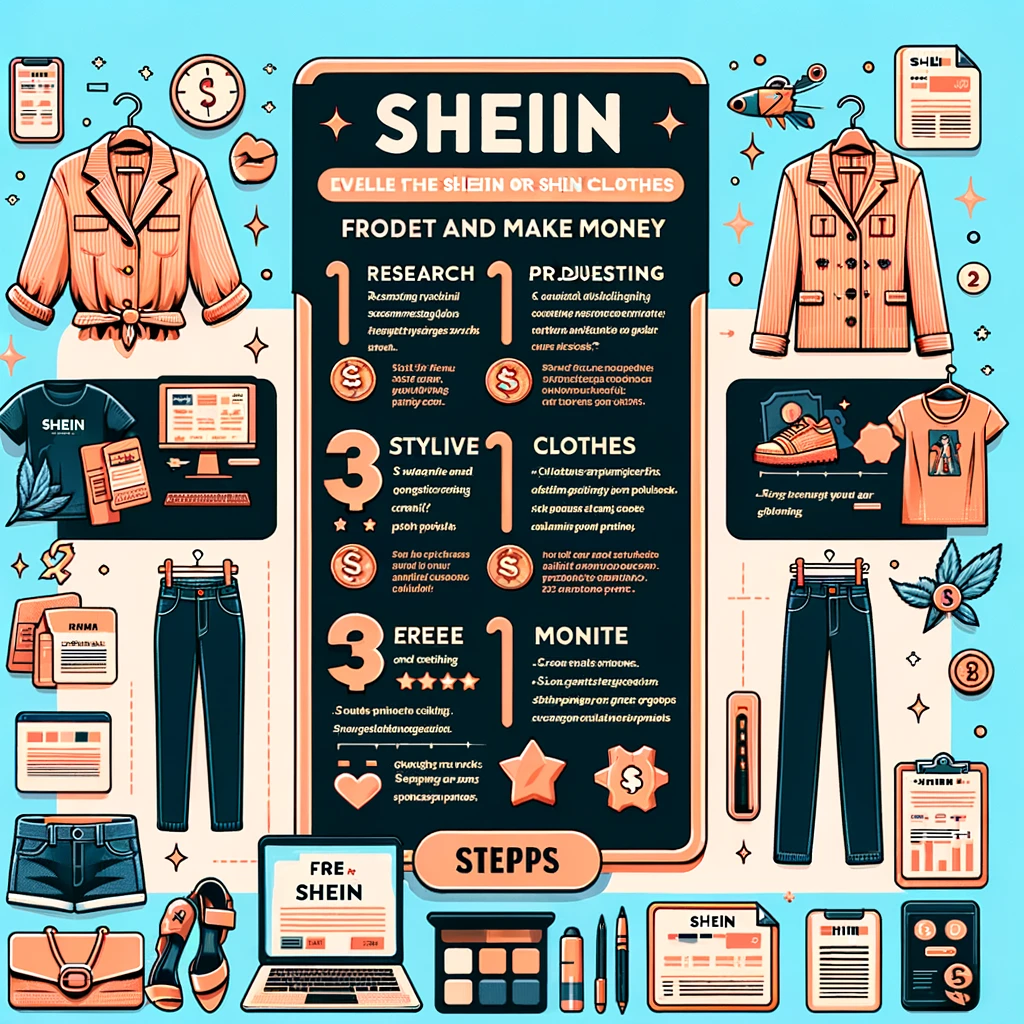 infographic images illustrating the guide on how to evaluate Shein clothes for free and make money.