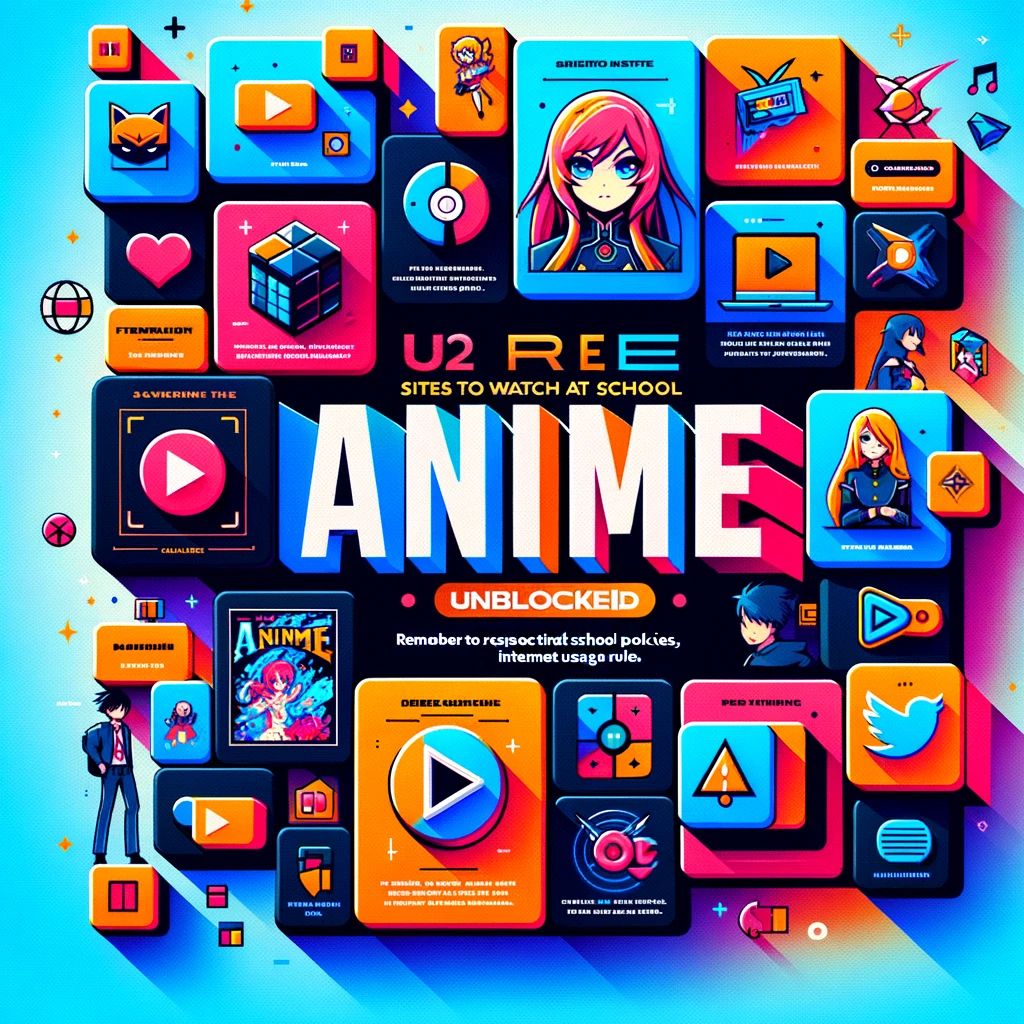 infographic images titled 'Free Anime Sites to Watch at School